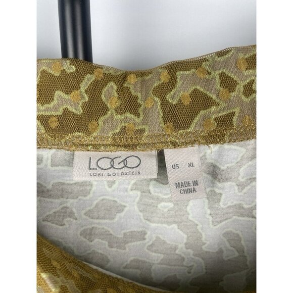 Logo Lori Goldstein Gold Polka‎ Dot Mesh Overlay Knit Midi Skirt Size XL - Picture 5 of 6